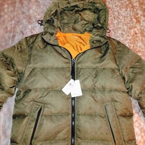 Coach Down Olive Green Hooded Puffer Jacket - Mens